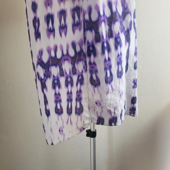 Velvet Brand Women’s 100% Silk Purple Printed Peasant Blouse Tunic Boho‎ Med - Picture 6 of 11